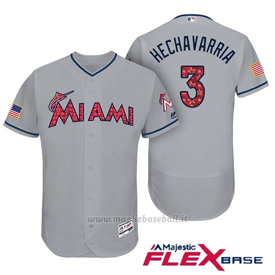 Maglia Baseball Uomo Miami Marlins 2017 Estrellas y Rayas Adeiny Hechavarria Grigio Flex Base